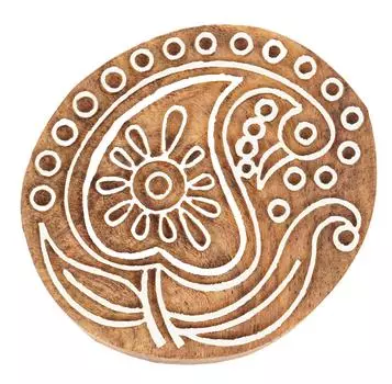 IBA Indianbeautifulart Текстильный печатный блок с мотивом павлина, ручная резная деревянная печать, гончарные блоки - 2,5 2.5 Inches коричневый