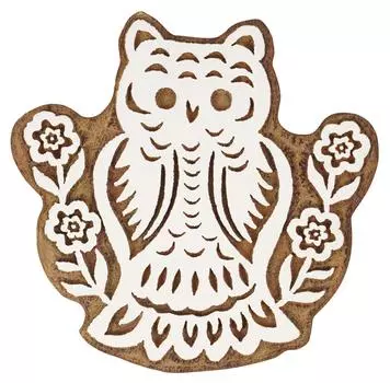IBA Indianbeautifulart Текстильный печатный блок Сова, ручная резная деревянная печать, печать на деревянных блоках, текстильные штампы для ткани, гончарные блоки, 3 3 Inches коричневый