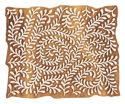 IBA Indianbeautifulart Текстильный печатный блок Замысловатый лист папоротника Ручная резная деревянная печать 5 Inches коричневый