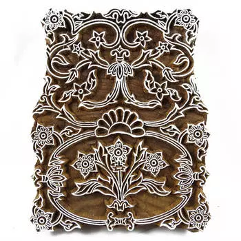 IBA Indianbeautifulart Текстильный принт Ручная резьба Цветочный дизайн Деревянный блок на сари Тканевый штамп 5.6 x 4.5 x 1 Inches коричневый