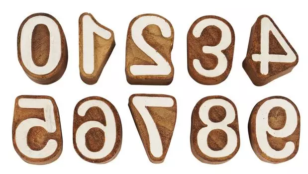 IBA Indianbeautifulart Textile Printing Block 0-9 Number Резные деревянные цифры Деревянный штамп 1 Inches коричневый