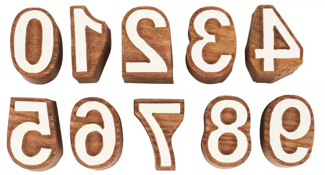 IBA Indianbeautifulart Textile Printing Block 0-9 Number Ручная резьба по дереву с цифрами Деревянный штамп Деревянный блок 1 Inches коричневый