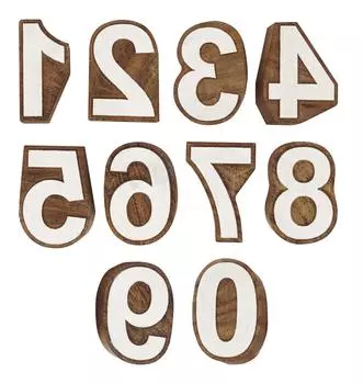 IBA Indianbeautifulart Textile Printing Block 0-9 Number Резные деревянные цифры Деревянный штамп 1 Inches коричневый