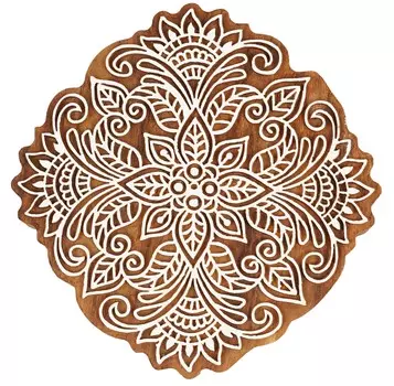 IBA Indianbeautifulart Textile Printing Block Цветочный мотив мандалы Ручная резная деревянная печать 5 Inches коричневый
