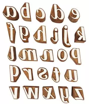 IBA Indianbeautifulart Textile Printing Block Строчные буквы a-z Алфавит Ручная резьба Деревянные буквы Деревянный штамп 1 Inches коричневый