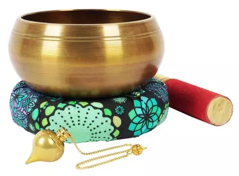 IBA Indianbeautifulart Тибетская поющая чаша Музыкальный инструмент для медитации W Stick & Cushion 5.3 x 2.8 Inches