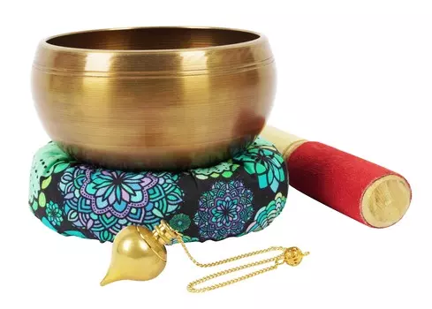 IBA Indianbeautifulart Тибетская поющая чаша Музыкальный инструмент для медитации W Stick & Cushion 4.6 x 2.7 Inches