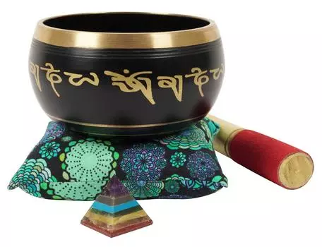 IBA Indianbeautifulart Тибетская поющая чаша Музыкальный инструмент для медитации W Stick & Cushion 4.5 x 2.2 Inches синий