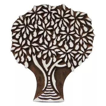 IBA Indianbeautifulart Tree Design Печатный блок Традиционный коллекционный деревянный ручной работы 4.3 x 3.7 x 1 Inches коричневый