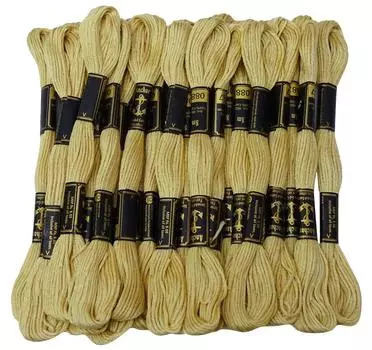IBA Indianbeautifulart Твердые ручные стежки Швейные мотки Многожильные хлопчатобумажные нитки для вышивания Pack Of 25 Skeins (8 Meter Each) бежевый