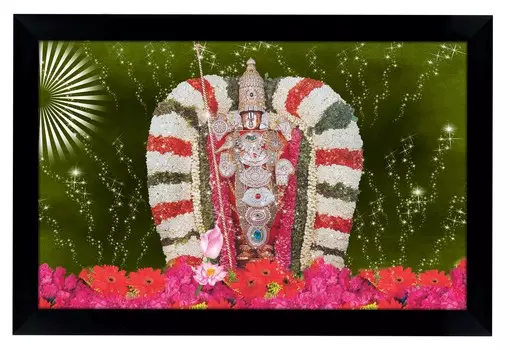 IBA Indianbeautifulart VenkateshwaraPicture Frame Религиозный плакат Черная настенная рамка Божество Фоторамка Настенный декор для 6x8 inches чёрный