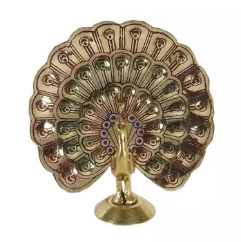 IBA Indianbeautifulart Золотая латунная фигурка ручной работы статуя павлина домашний декор Meenakari 4 x 4 Inches