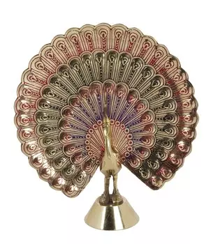 IBA Indianbeautifulart Золотая латунная фигурка ручной работы статуя павлина домашний декор Meenakari 6 x 5 Inches разноцветный