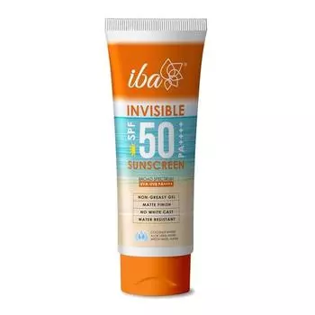 Iba Invisible Spf 50 Солнцезащитный крем Pa++++ Для всех типов кожи На гелевой основе Без масел Матовый финиш Без парабенов | Сертифицировано Халяль и веганский | Белый - 100 г