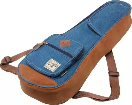 Ibanez Concert Size Ukulele Case Equipped with Protective Both Shoulder Straps Denim Style Blue Cushion, IUBC542D-BL