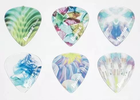 Ibanez Набор из 6 медиаторов Ibanez серии KALEIDO Красочный дизайн с использованием тритана Короткие каплевидные [1,0 мм] PCP16H-C2