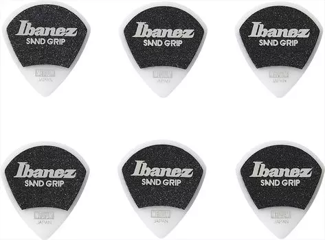 Ibanez Pick using material Grip Wizard Series Sand Grip Pick White PPA18MSGWH Teardrop non-slip [MEDIUM] 6-pack