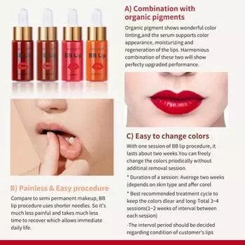 ibcccndc 4 цвета Набор блесков для губ Microneedle Derma Pigment BB Набор сыворотки для губ Полуперманентный набор для губ разноцветный
