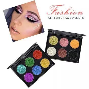 Ibcccndc Алмазная палитра теней для век с блестками, блестящая пудра, глянцевые тени для век, шестицветные тени для век с блестками и жемчугом #2