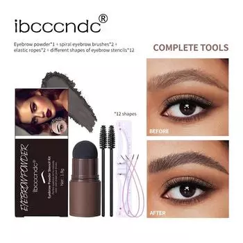 Ibcccndc Новая пудра для бровей, карта для бровей, коричневая, черная, уплотняющая пудра для бровей, восстанавливающая пудра, пудра для бровей 01