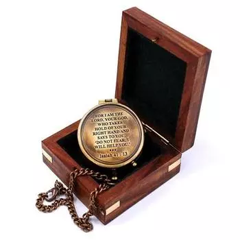 Ибо Я Господь, твой Бог, копия гравированного латунного компаса для кемпинга с коробкой, Подарки на выпускной христианско-католической церкви