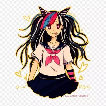 Ibuki Mioda прозрачная наклейка Danganronpa 2 «Прощай, отчаяние» с принтом на одежде, термонаклейки «сделай сам», для футболок, нашивка с утюгом на переноске