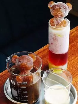 Ice Block Bear Mold 3D Silicone Bear Mold Coffee Milk Tea Candy Ice Mold слоновая кость