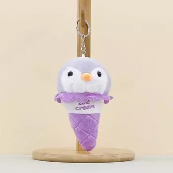 Ice Cream Cute Penguin Plush Pendant Keyring With Embroidered Design Letters