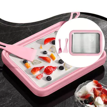Ice Cream Maker Pan Cold Plate Compact Easy to Clean DIY Yogurt Machine with 2