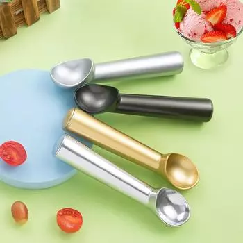 Ice Cream Scoop Ice Cream Spoon Aluminum Alloy Ice Cream Scooper Multifunctional Cookie Spoon for Watermelon Fruits чёрный