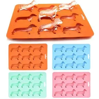 Устройство для изготовления кубиков льда, лоток для кубиков льда для собак, 9-луночная форма для кубиков льда для щенков, силиконовая форма в форме таксы синий