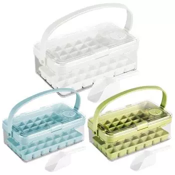 Ice Cube Tray with Lid and Bin Ice Maker 2 Trays for Chilled Drinks Coffee Juice белый