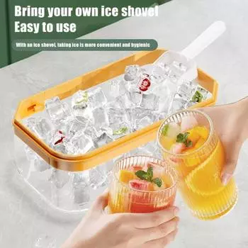 Ice Cube Trays with Lid Bin 50 Cavity Ice Mold for Freezer Ice Storage Box BPA-Free B зелёный