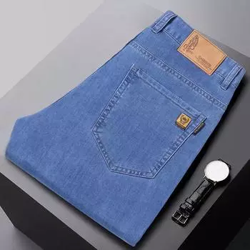 Ice Мужские джинсы Летние тонкие брюки Новые повседневные брюки Мужские прямые брюки 28