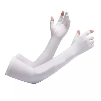 Ice Silk Arm Sleeves Slip Resistance Lengthened UV Protection Arm Cooling Sleeves for Cycling белый