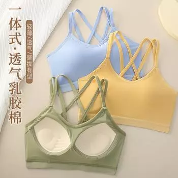 Ice Silk Beauty Back фиксированного типа без стального ободка спортивный бюстгальтер для девочек старшеклассниц, не пропускающий свет, топ-труба, бюстгальтер на бретелях M (90-52.5kg recommended)