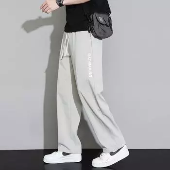 Ice Silk Casual Men s Summer Thin Trendy Loose Quick-drying Straight Sports Pants for Men s Wide-leg Trousers M