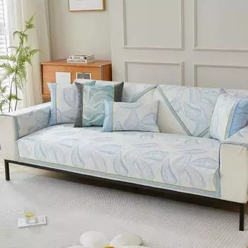 Ice Silk Cool Feeling Sofa Cushion Luxury Dustproof Couch Cushion Cover Non-slip Anti-cat Scratch Sofa Slipcover for Living Room A 70x70