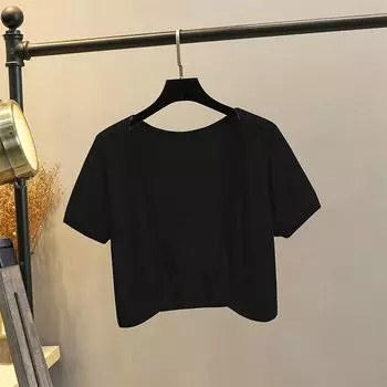 Ice Silk Cut-out Outerwear Bra Top Skirt Shawl Women s Summer Thin Short Short-Sleeved Shawl Knitting Cardigan Outwear