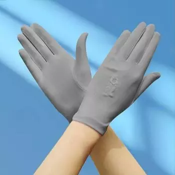 Ice Silk Gloves Women s Summer UV-Proof Sun-Proof Thin Lace Breathable Touch Screen Dry Outdoor Sun-Proof Gloves 1 Double Embroidered [light gray]] All yards