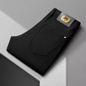 Мужские тонкие высококачественные удобные дышащие жаккардовые эластичные дышащие повседневные брюки Ice Silk 40