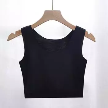 Ice Silk plus Size Anti-Emptied Tank-Top Traceless Bottoming Sling Black (1 Pack) 2XL (70.00kg -80.00kg)