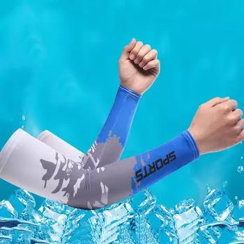 Ice Silk Sleeve Sunscreen Cuff UV Sun Protection Arm Sleeves Anti-Slip Men Women Long Gloves Outdoor Cool Sport Cycling Visor