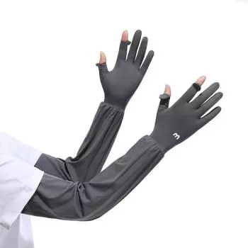 Ice Silk Sleeves for Women In Summer Outdoor Long Driving Arm Protection Sun Protection Light Sports Riding Loose Non Slip Sleeves One size