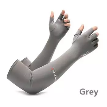 Ice Silk Sleeves Summer Sun Protection Arm Sleeves Long Cuffs for Men Women Cool Sun Protection Driving Gloves Hand Cover Summer One Size серый