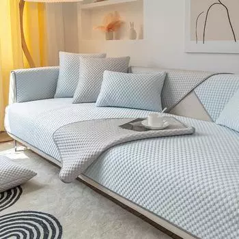 Ice Silk Sofa Cover Cool Feeling Sofa Mat Summer Universal Non-slip Couch Cushion Slipcover for Living Room Furniture Protection A 70x70