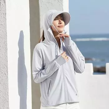 Ice Silk Солнцезащитная одежда Съемные большие поля Женские солнцезащитные куртки для активного отдыха XL синий