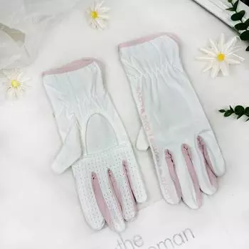 Ice Silk Sun Protection Gloves Women Summer Thin Breathable Palm Hollow Riding UV Protection Non-Slip Touch Screen Palm Cut Out 01 Breathproof White One size
