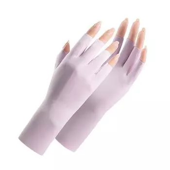 Ice Silk Sun Protection Half Finger Gloves Women Riding Simple Sun Protection Office Typing Gloves Manicure Hand Protection Quick-Drying Gloves Women Taro purple