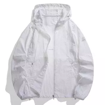 Ice Silk Sunscreen Clothing Men s Summer Thin Simple Color Outdoor Loose Plus Size Hooded Sun-protective Clothing Jacket Coat M